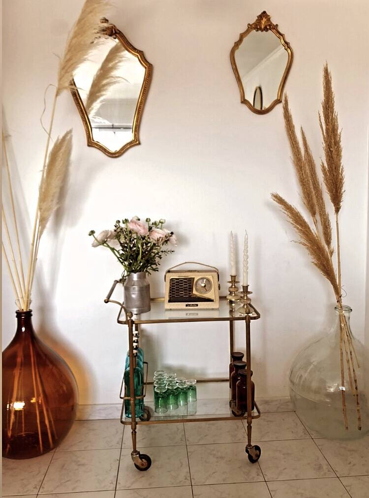 Vintage brass dessert trolley