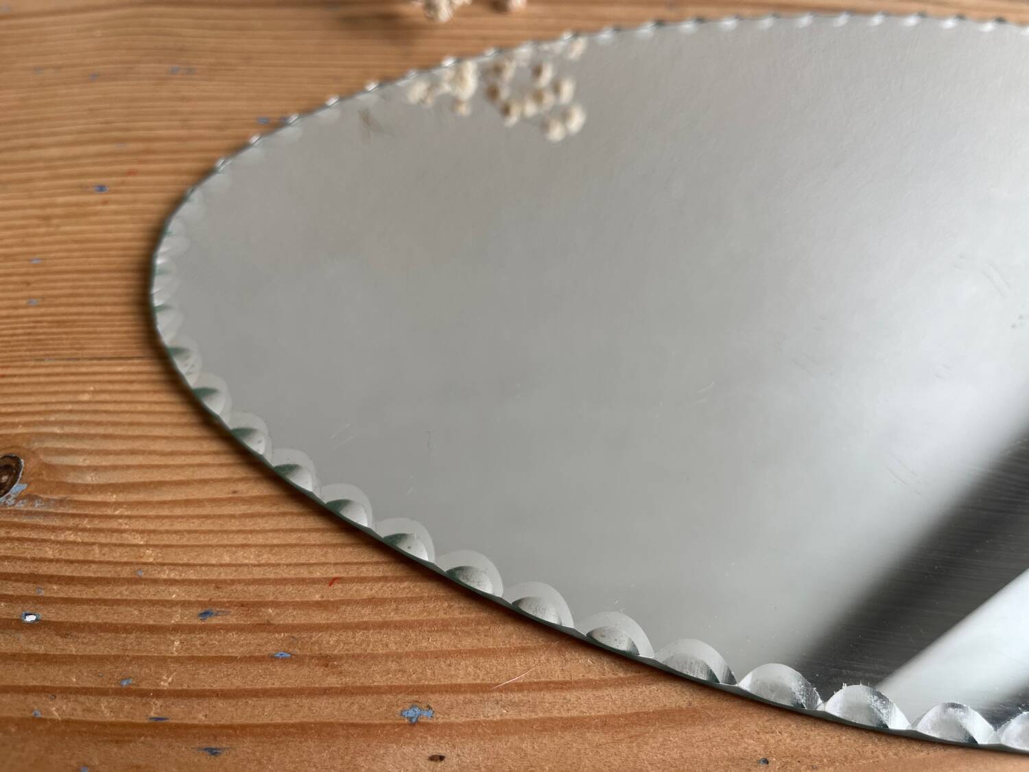 Vintage oval beveled mirror