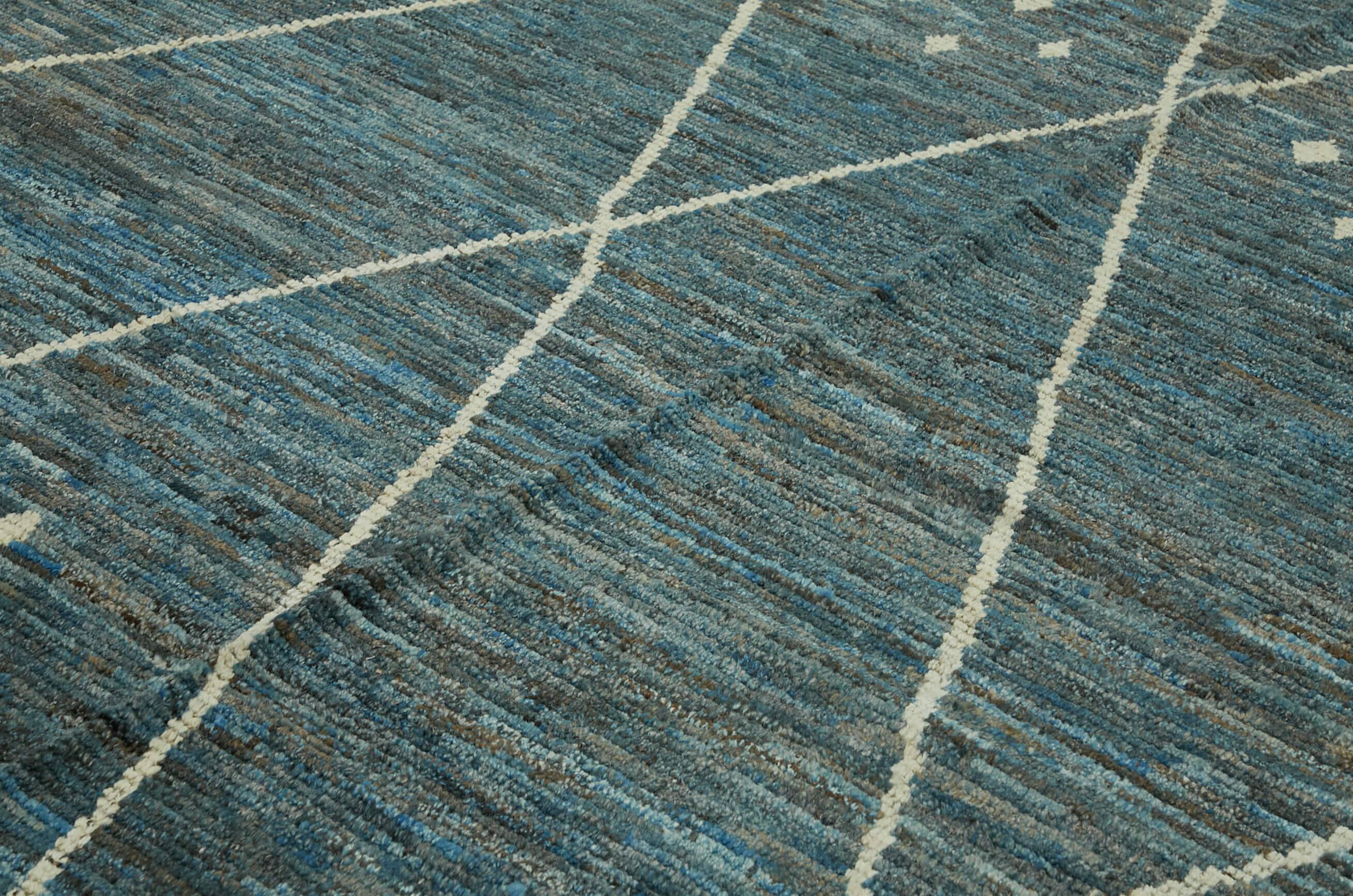 Hand-Knotted Turkish Contemporary 290 cm x 383 cm Blue Wool Carpet