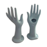 Paire de mains vintage en céramique bleue