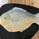 Plat zoomorphe poisson en céramique multicolore