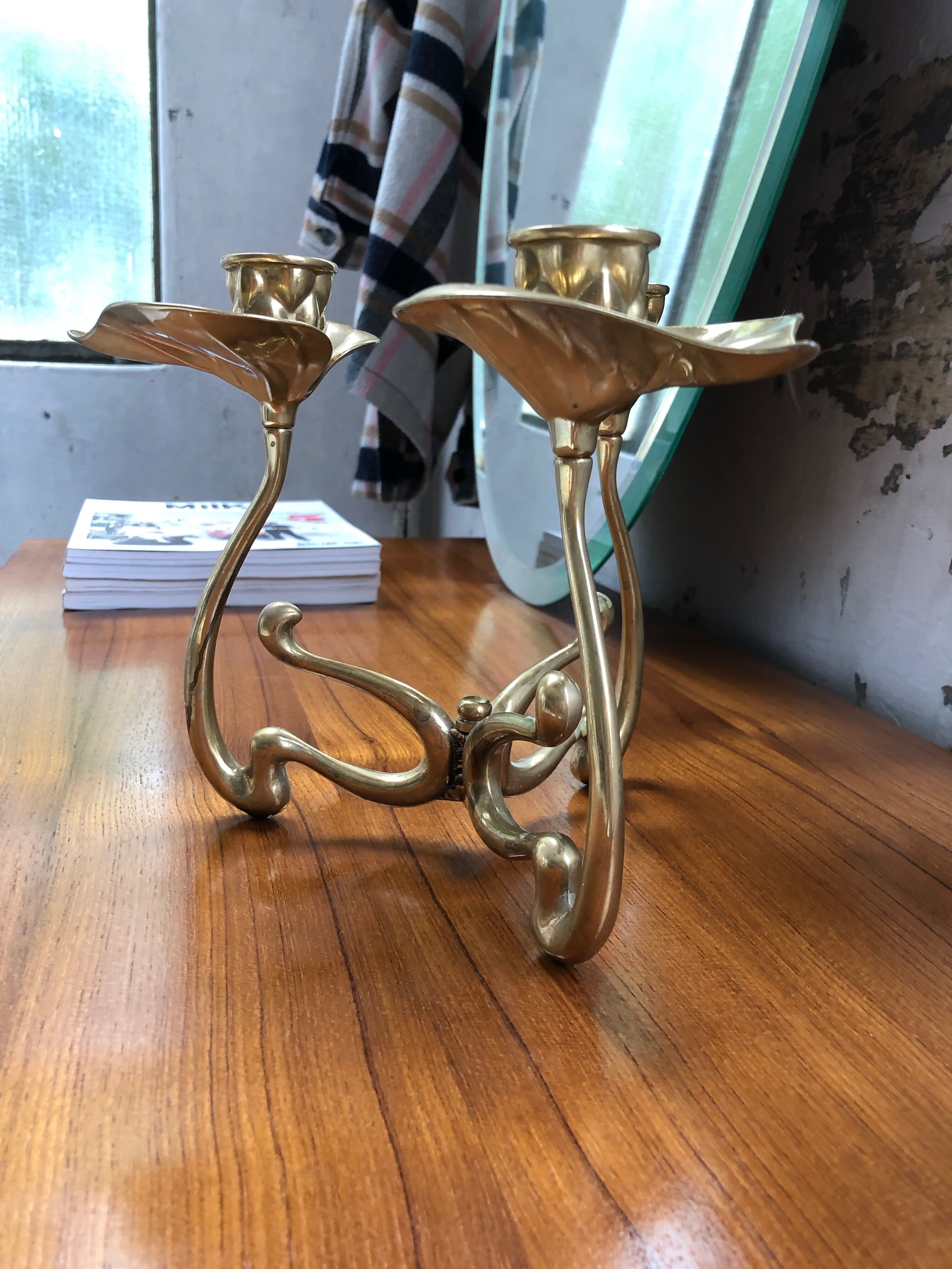 Large candlestick brass flowers