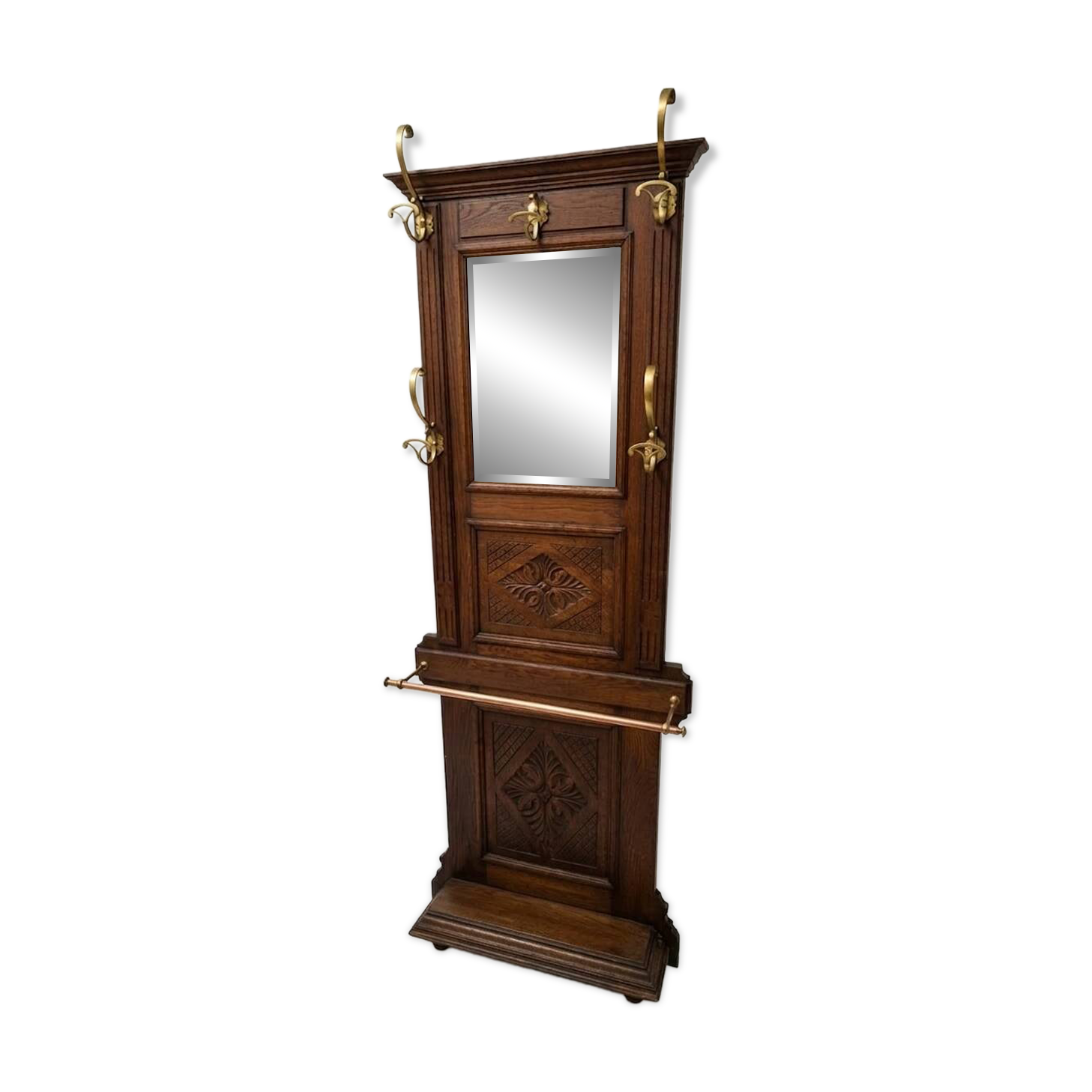 Antique coat rack in solid oak