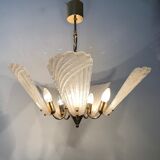 Italian murano glass chandelier hollywood regency design , 1970’s