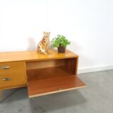 TV cabinet veneer vintage with drawers and brass