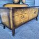Vintage Scandinavian style dressing table with triptych mirror and bedside table.