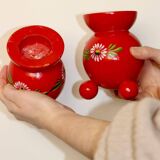 Pair of Swedish Dala Ball candlesticks