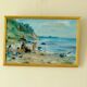 Vintage European oil on canvas – "Beach Scene"