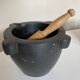 Marble mortar and 19th boxwood pestle