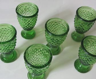 Art Deco 'green' (6) shot glasses