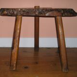Tripod coffee table in elm burl