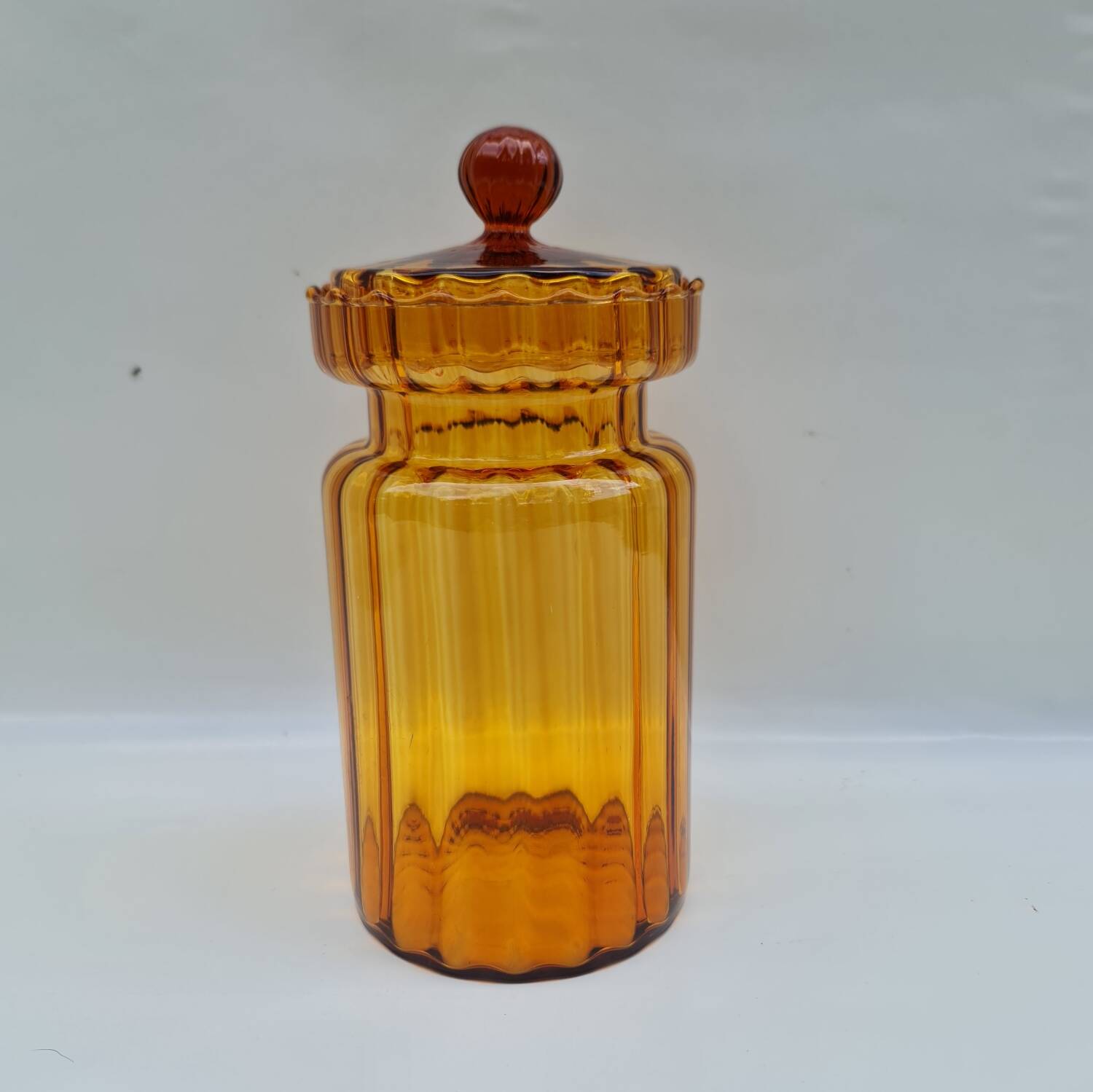 Large fluted blown glass jar