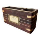 Wooden and brass pencil pot
