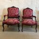 False pair of Louis XV style armchairs, nineteenth century