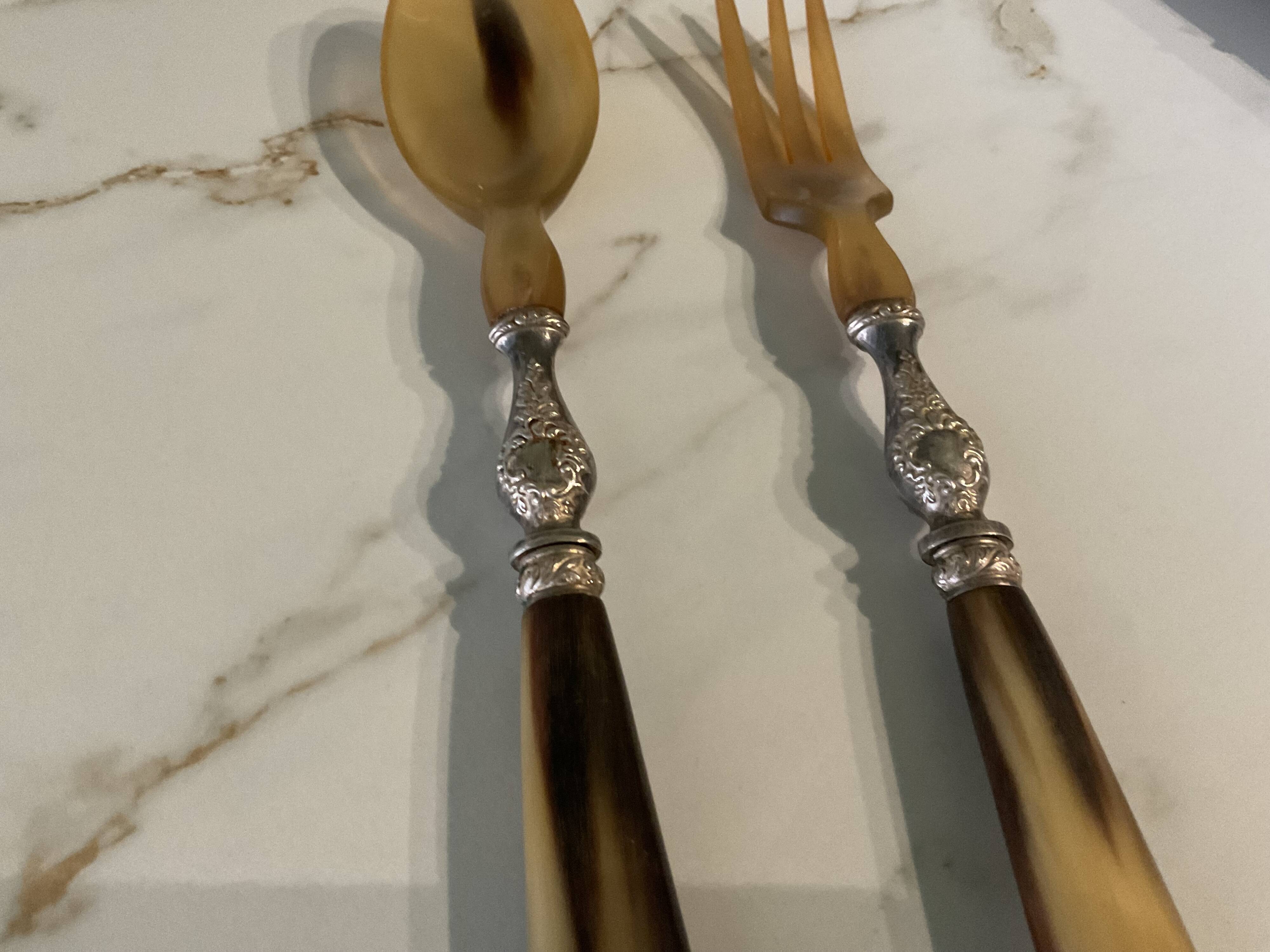 Box of 2 salad servers antique
