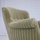 1960s, Danish armchair, original striped furniture velour, beech wood legs.
