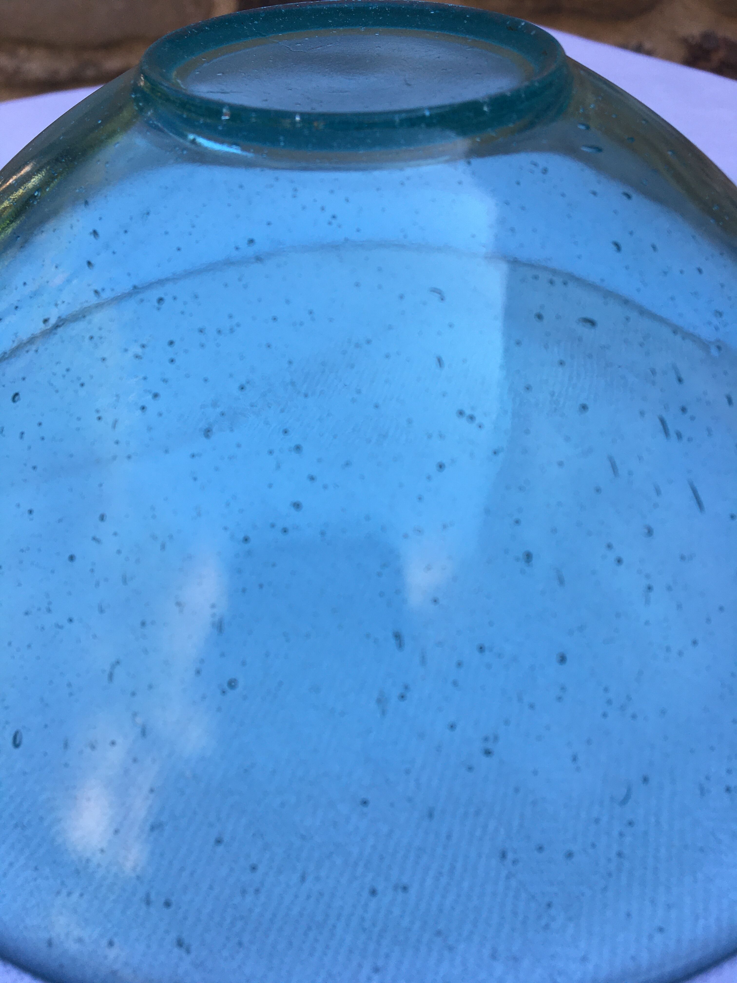 Antique bubbled blown glass salad bowl