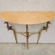 Table console Hollywood Regency en laiton avec dessus en marbre semi-circulaire années 1950