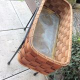 Planter on foot in braided wood 60/70s