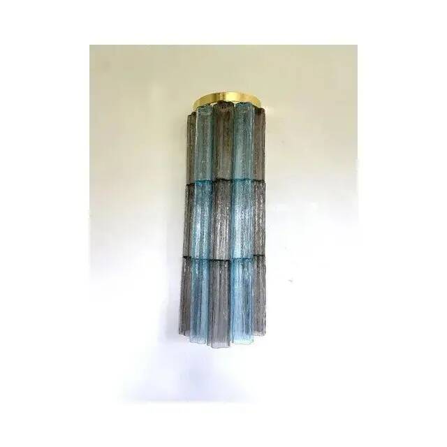 Murano glass Tronchi wall lights in grey and light blue by Simoeng, set of 2