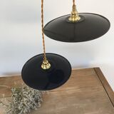 Pair of suspensions in black & white enamelled sheet metal