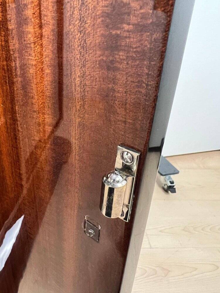 French Art Deco Half Cabinet in Black Lacquer and Mahogany, 1930