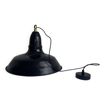 Ancienne suspension d’atelier industriel emaillee 40 cm