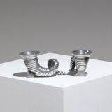 Pair of Horn Silver-Plated Candlesticks, 1960s