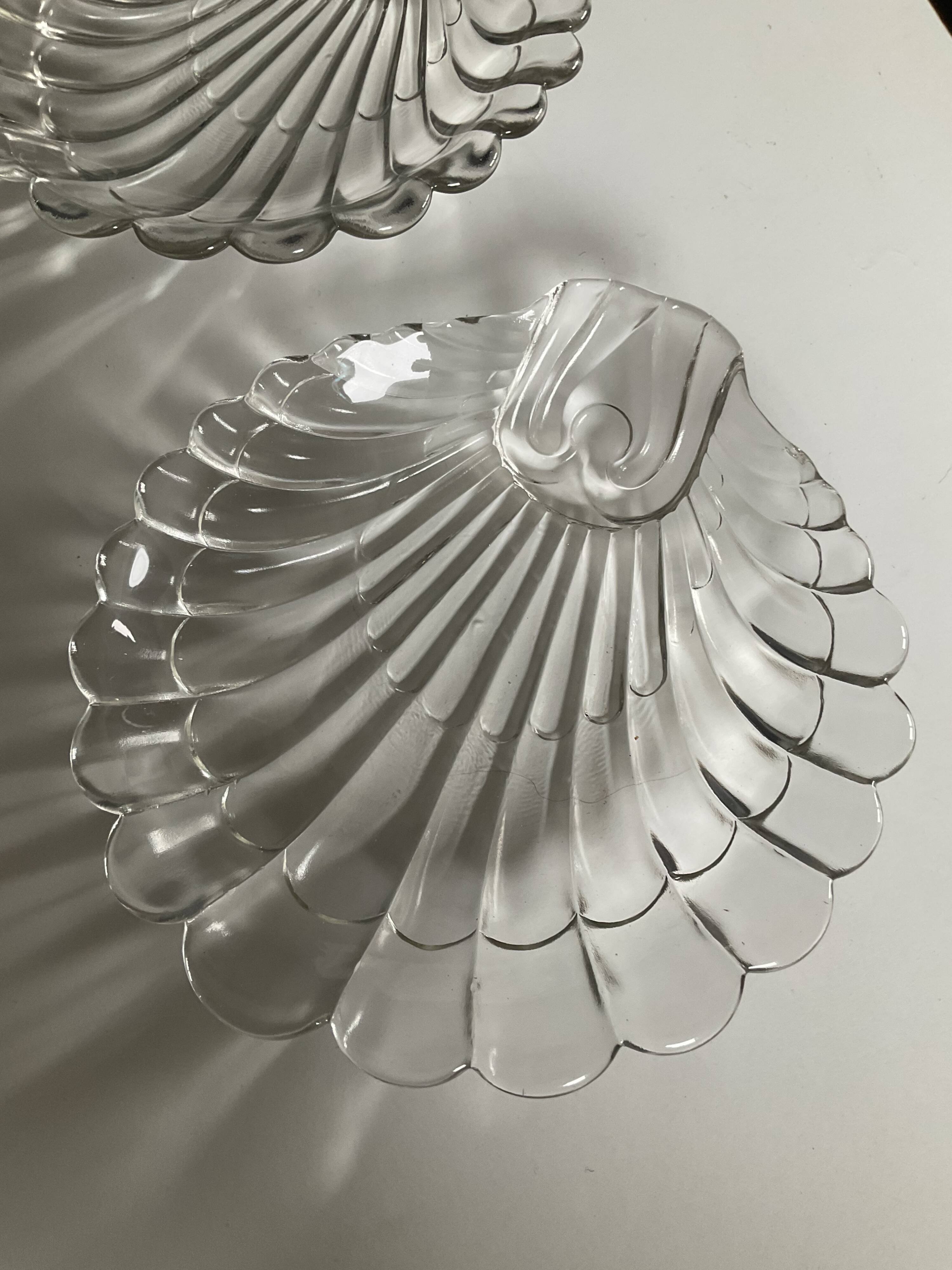 Pair of vintage shell glass trinket dishes