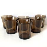 Lot of 6 smoked glasses duralex vintage 70s - retro - kitchen