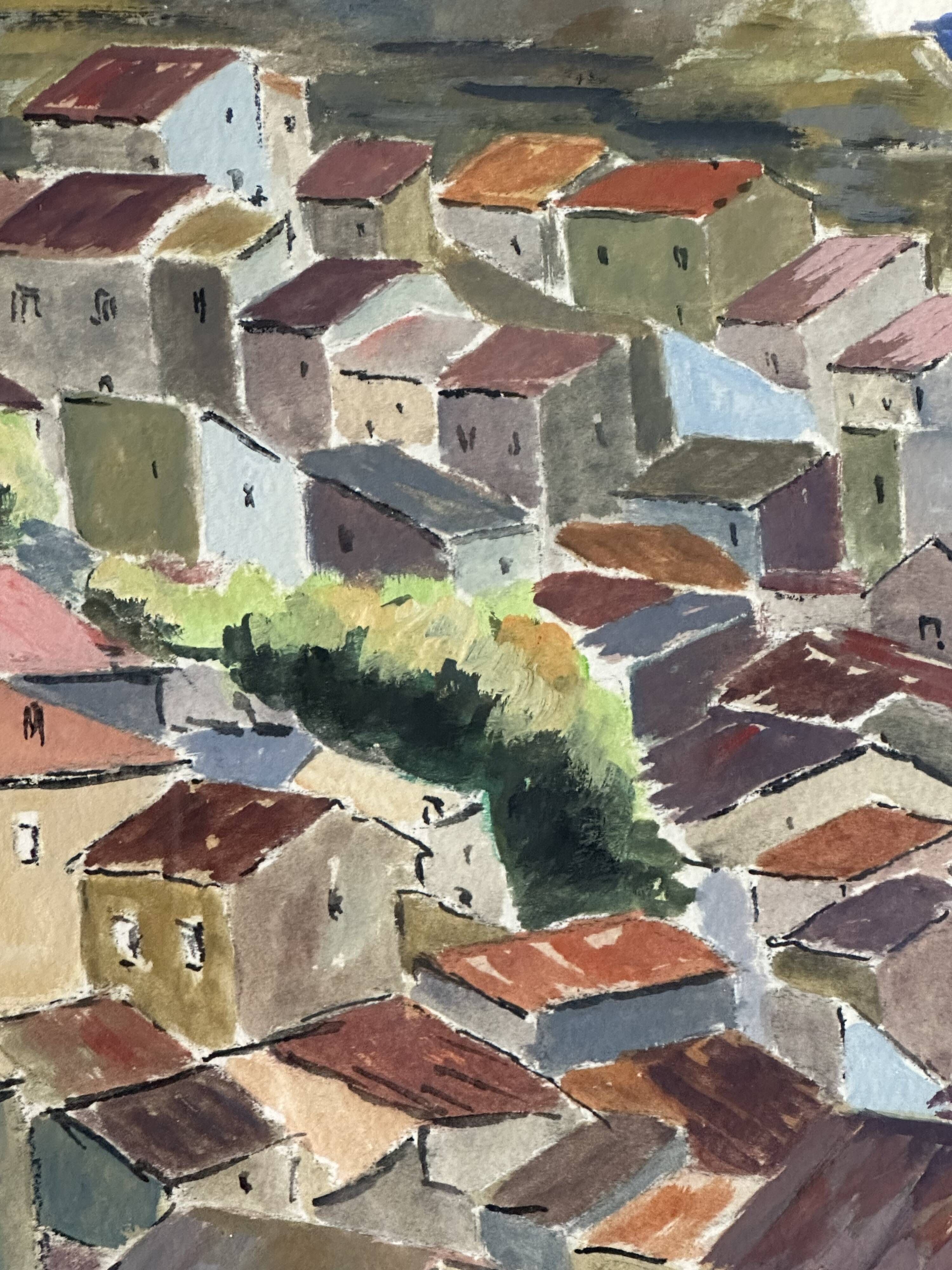 Painting / watercolor landscape of Provence signed Jean Ordonneaud 1983