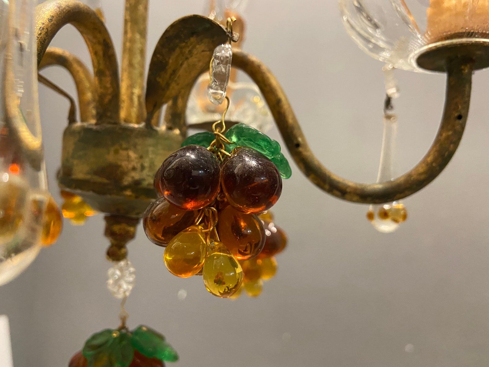Italian Gold Gilded Murano Glass Fruit Chandelier
