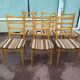 Set of 6 light wood chairs with vintage Scandinavian fabric