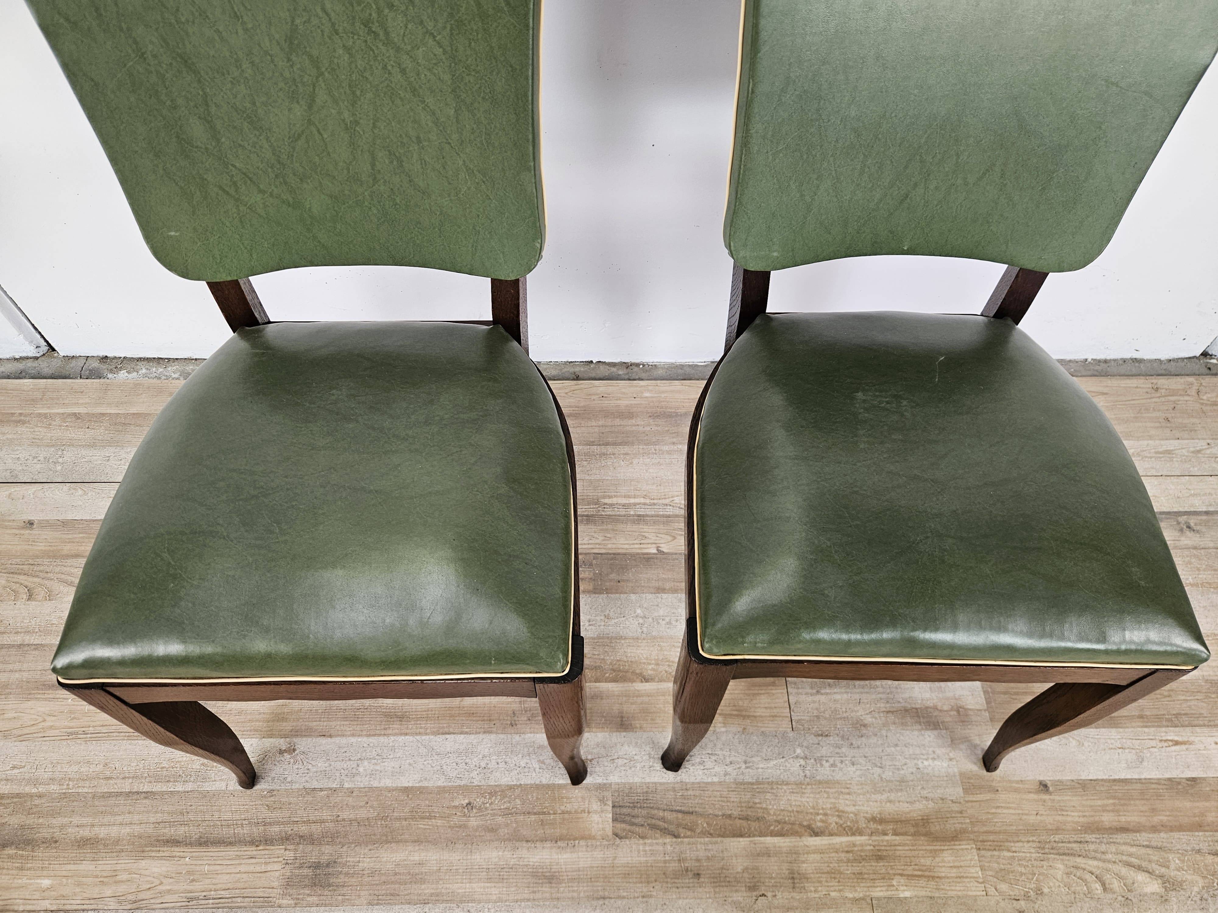 Set of 8 Art Decò oak dining chairs, 1950