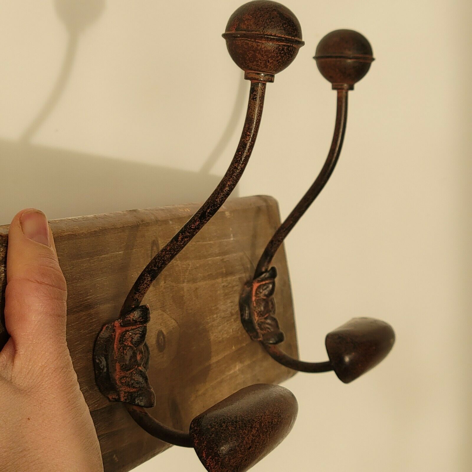 Wall coat rack with 2 hook hooks old style