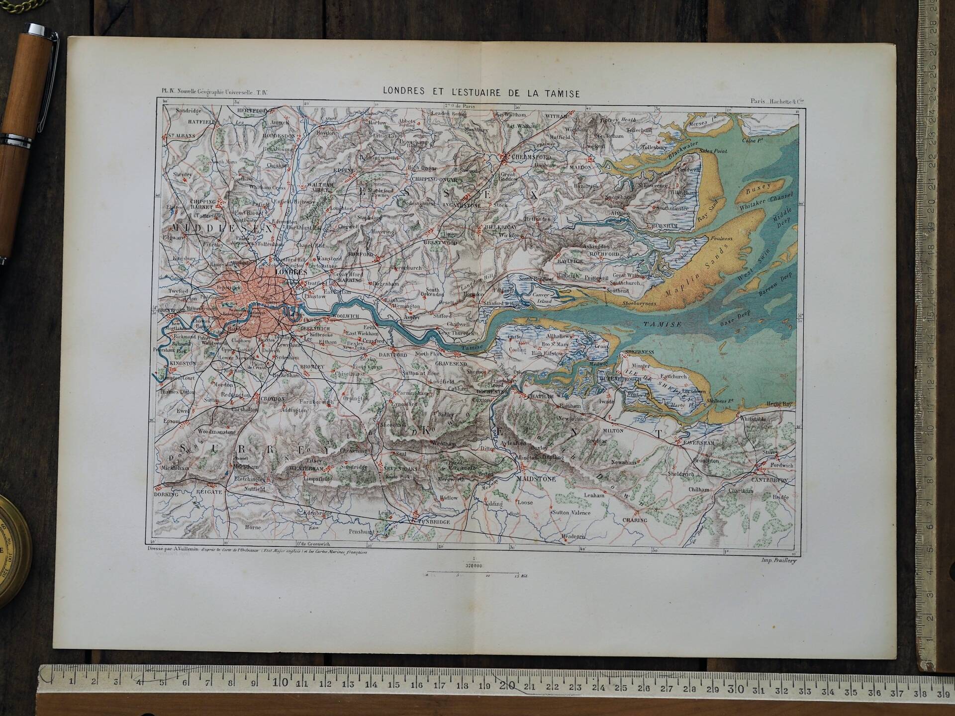 Old map of London and the Thames - 1879 | Vintage wall decoration