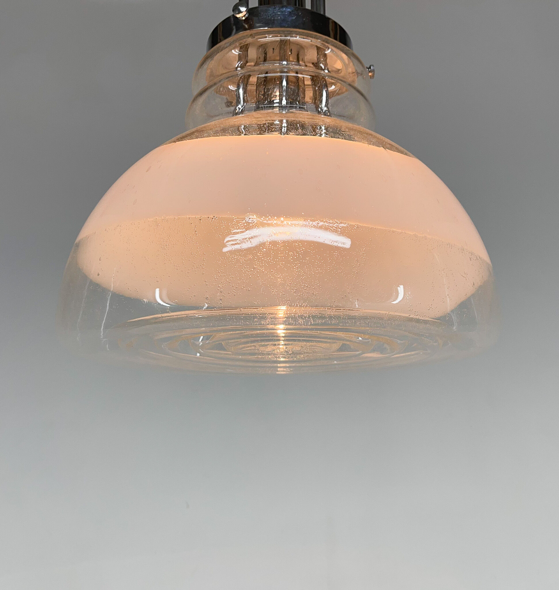 1960's Murano glass & chrome pendantby Mazzega, Italy