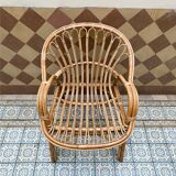 Fauetuil en rotin marron