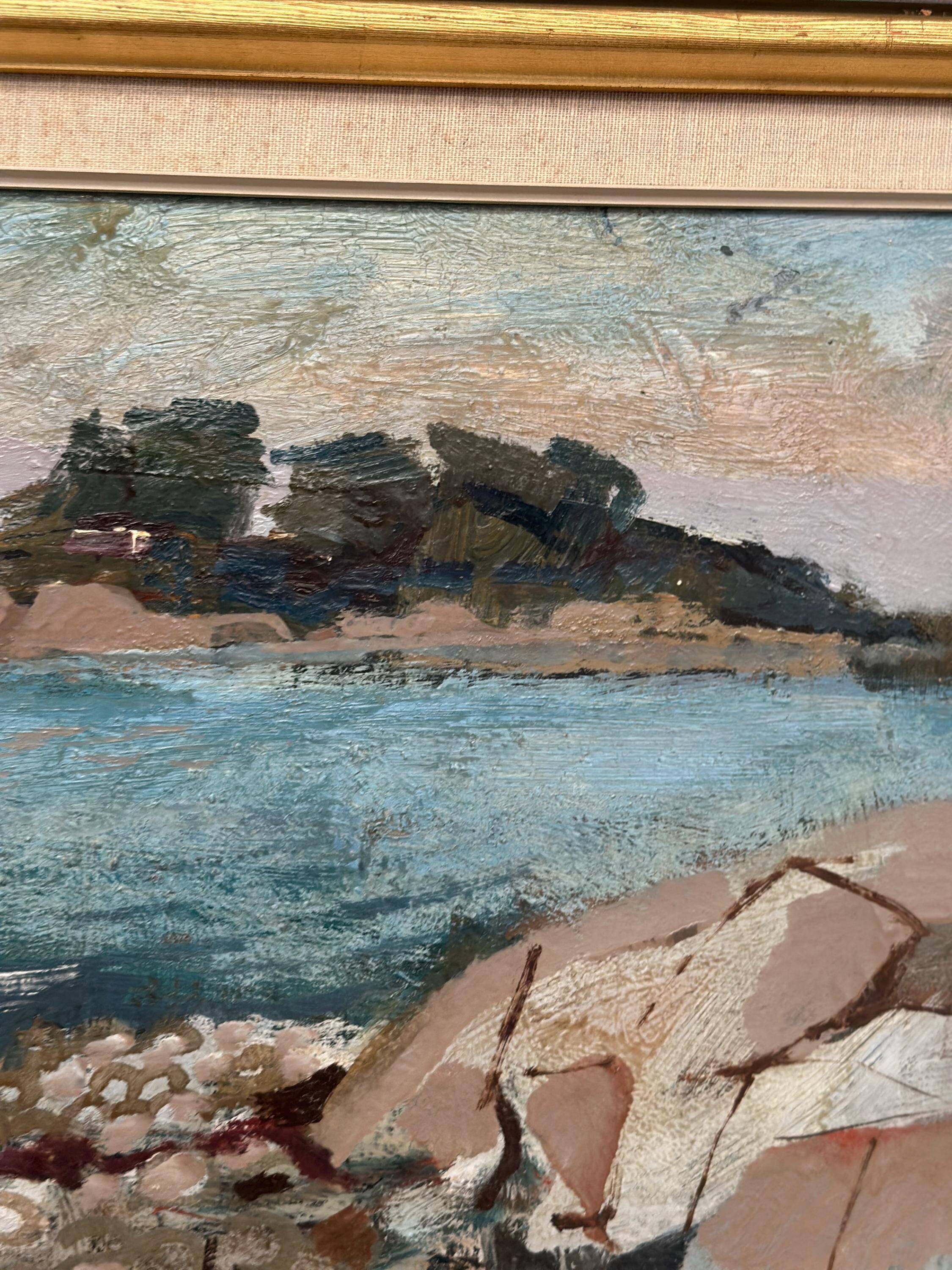 Huile su toile suédoise – “Côte” par Bertil Wahlberg – Vintage et encadrée