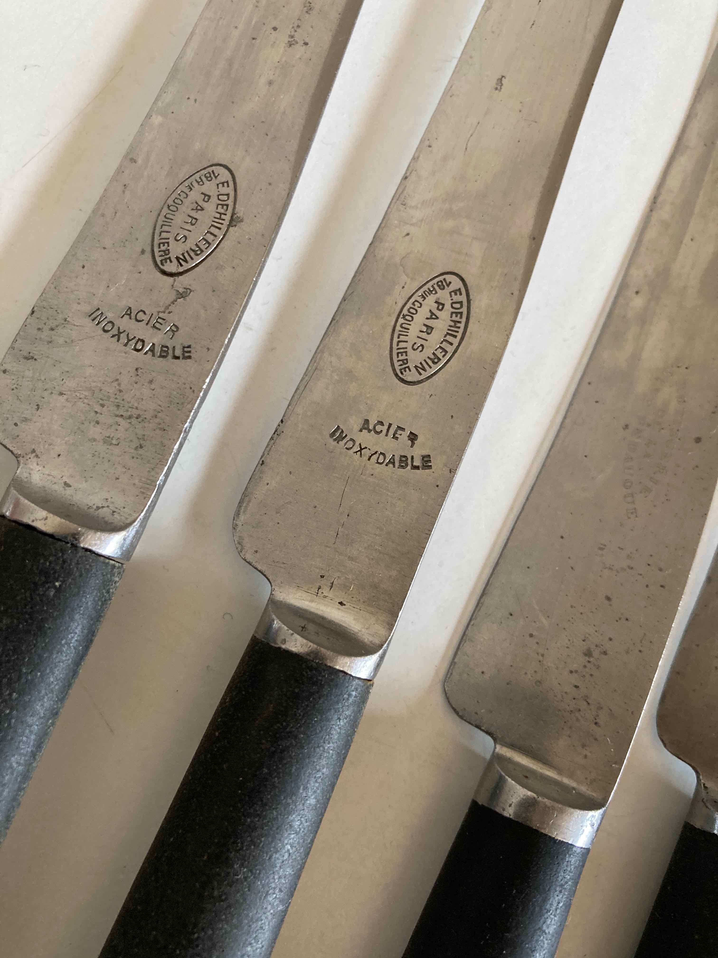 Set of 6 dehillerin brewery 1900 in ebony and steel