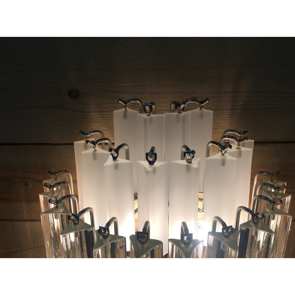 Triedro clear-sandblasted murano glass wall sconce