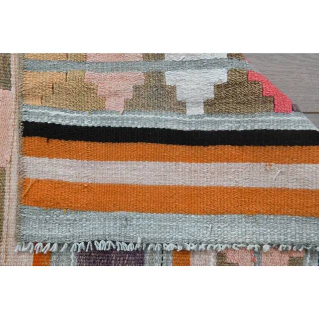 Vintage Turkish Oushak Handmade Wool Cotton Pink Runner Rug 69x333