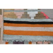 Vintage Turkish Oushak Handmade Wool Cotton Pink Runner Rug 69x333