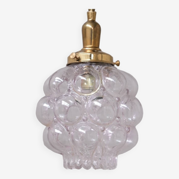 Clear Bubble Glass Brass Pendant Light