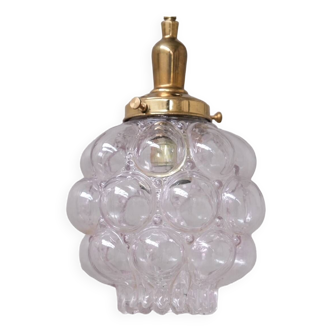 Clear Bubble Glass Brass Pendant Light