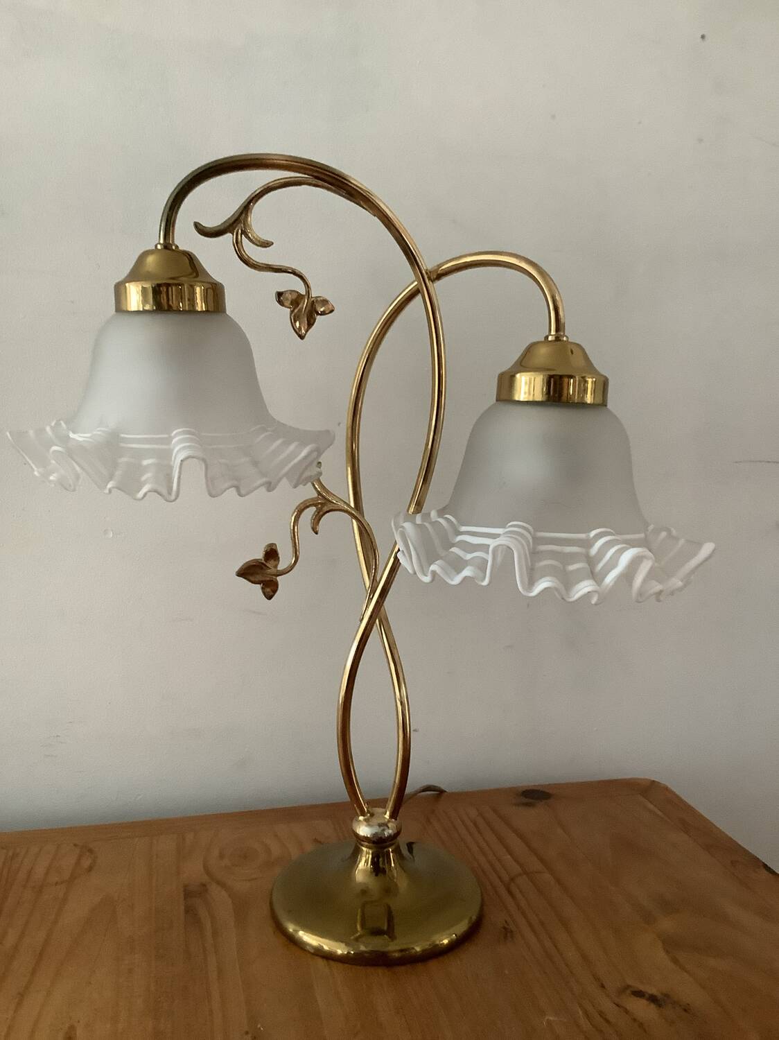 Vintage brass lamp and handkerchief globes