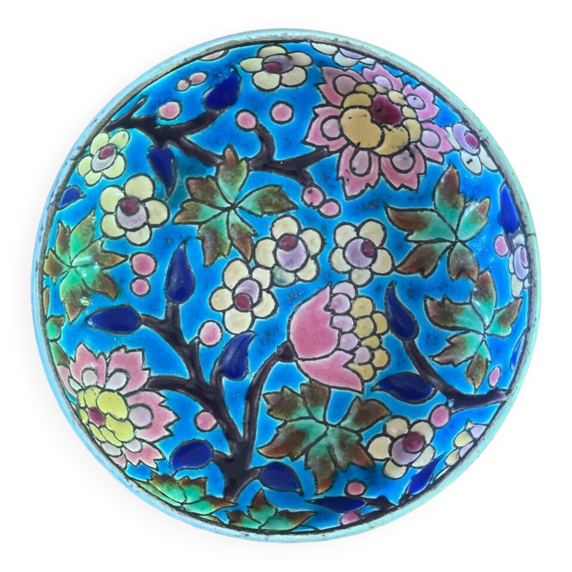 Circular bowl / empty pocket in Longwy enamels