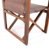 Fauteuil safari pliant en cuir marron et bois