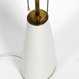 Large elegant 1960s KPM table lamp in porcelain and pleated silk lampshade