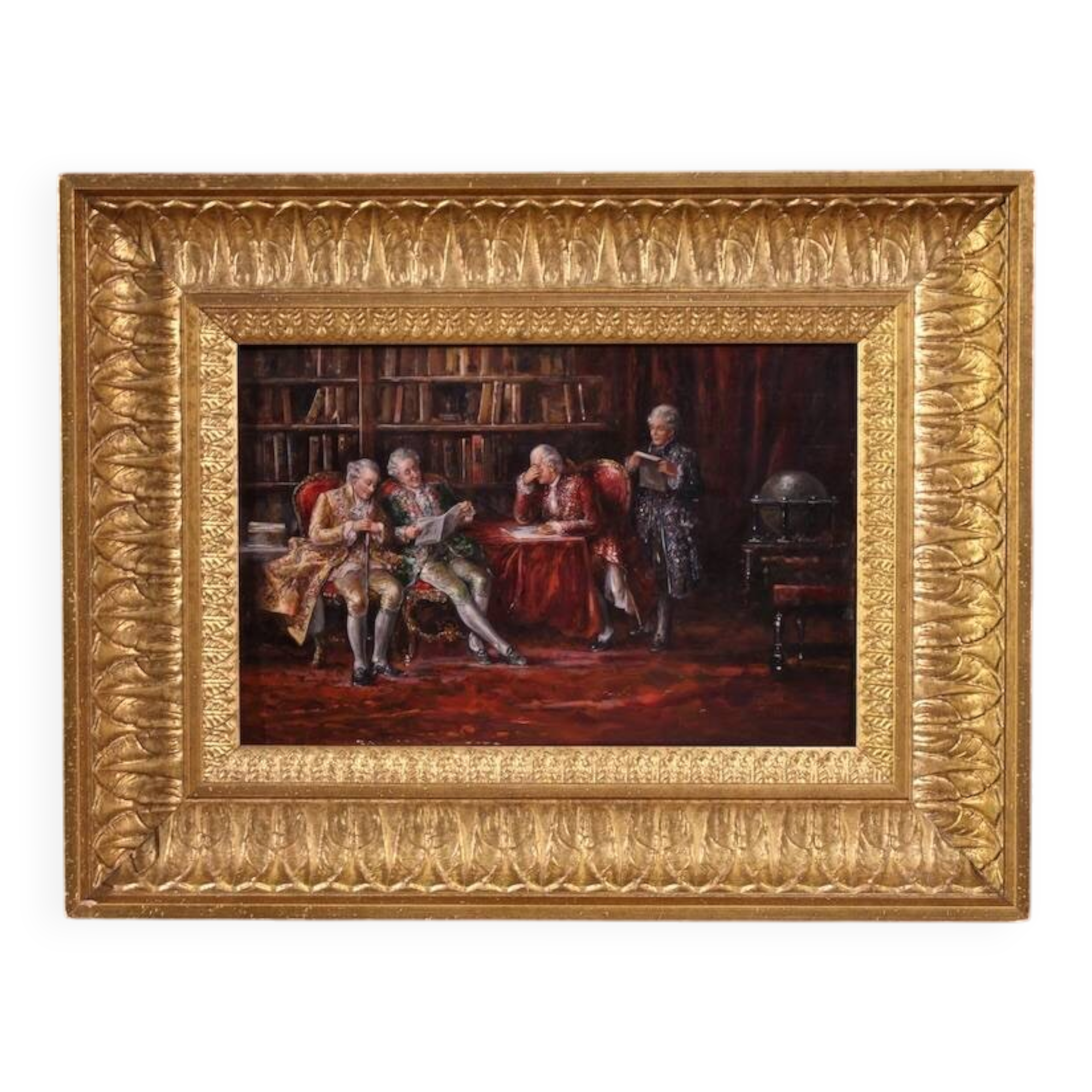 Italian painting interior scene dated 1941